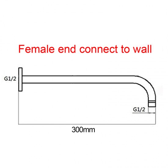 400mm Shower Arm Round Chrome Stainless Steel 304 Wall Mounted